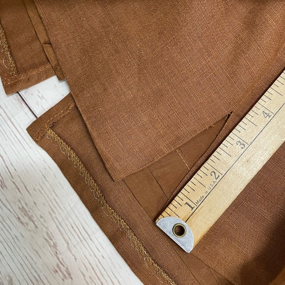 100% Linen Vintage Lightweight Size 4 Brown Knee-Length A-Line Skirt with Pleats - Picture 10 of 10
